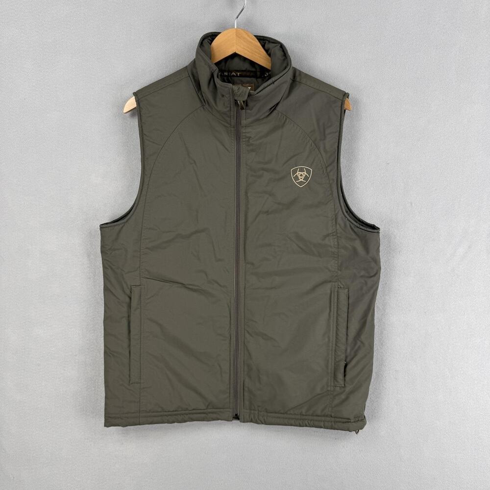 Ariat Vest Mens Medium Green Quilted Insulated Wind Water Resistant Outdoor